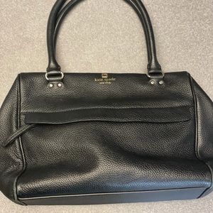 Kate Spade black textured leather satchel GUC